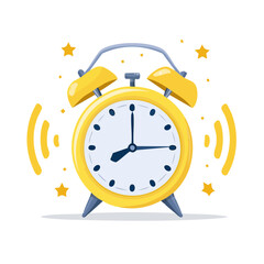 Poster - Ringing Yellow Alarm Clock Cartoon Illustration for Time Management and Morning Wake Up