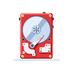 Poster - Computer Hard Drive Storage Disk Technology Data Retrieval Red Illustration