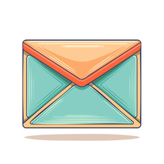 Poster - Isolated Envelope Illustration with Orange and Teal Colors on a Black Background