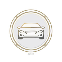 Poster - Car illustration front view in decorative round frame, modern design concept