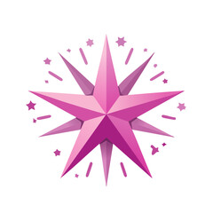 Poster - Abstract Pink Star Icon with Sparkles on Black Backdrop, Shining Star
