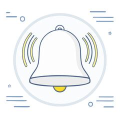 Poster - ringing bell illustration on rounded background notification symbol for alerts and reminders simple 