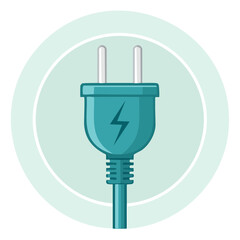 Poster - Teal Plug with Lightning Bolt Icon in Circle Electrical Power Supply Illustration