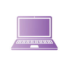 Leinwandbilder - Simple Flat Design Purple Laptop Computer Icon with Keyboard on Black Background