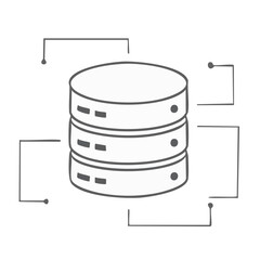 Poster - Database server outline icon modern data storage network technology symbol three layers information technology minimalist design
