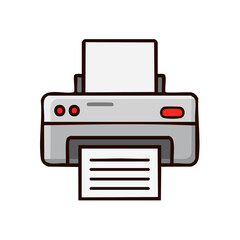 Leinwandbilder - Illustration of a printer printing documents; office equipment, office appliances; isolated on black background