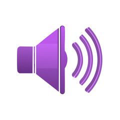 Poster - Purple Volume Icon with Sound Waves on Black Background Illustration