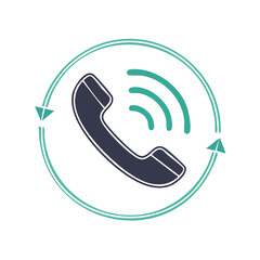 Poster - Telephone Receiver Icon with Ringing Signal in Circular Arrow Design Communication
