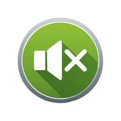 Poster - mute sound icon green button with white symbols signifying silence media playback volume adjustment