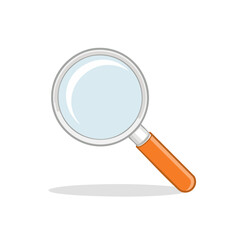 Poster - Magnifying Glass Illustration with Light Blue Lens and Orange Handle on Black Backdrop Search Tool Exploration Symbol
