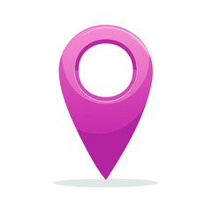 Poster - Vibrant Pink Location Pin Marker Icon Pointing Down Indicating a Place on a Map or Destination