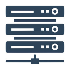 Poster - Conceptual Network Servers Icon - Data Storage System Illustration - Information Technology Infrastructure