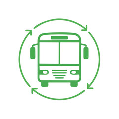 Poster - Green Bus Circle Arrows Symbol Public Transportation Loop Green Initiative Icon