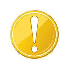 Poster - warning sign graphic in gold circle exclamation mark illustration attention symbol alert