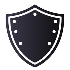 Poster - Dark Shield with White Outline and Rivets Protection Security Defense Safety Illustration Vector Graphic