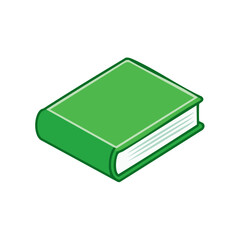 Poster - Green Book Illustration Isometric Perspective Read Learn Library Study Knowledge Education