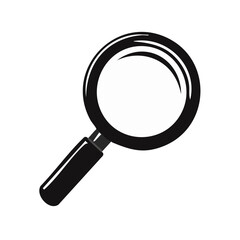 Poster - Black and white magnifying glass icon, search, investigation and exploration concept, illustration