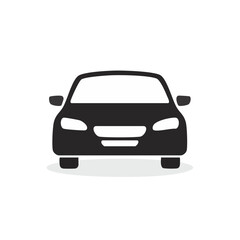 Poster - Illustration of a dark car facing the front with light detail, isolated on a black background.