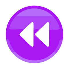 Poster - bright purple back button icon: double white arrowheads pointing leftwards on a circular violet back
