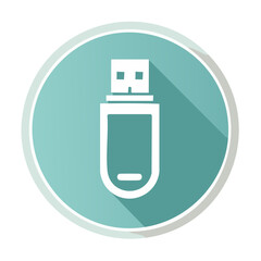 Leinwandbilder - Illustration of a White USB Flash Drive on Blue Circle with Shadow for Storage, Memory, and Digital Transfer