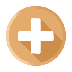 Poster - Plus Sign Icon on Circle with Shadow - Addition, Medical, Mathematics Symbol