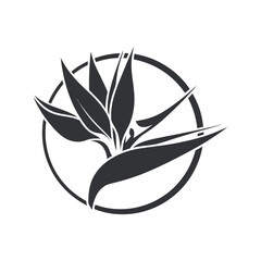 Poster - Stylized Black and White Bird of Paradise Flower Design