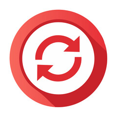 Poster - Red and White Refresh Cycle Button Icon Long Shadow Style for Website or Application