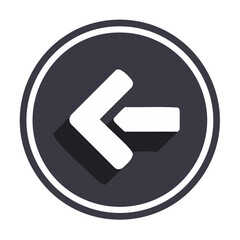 Poster - Modern left arrow icon on gray circle button with subtle shadow directional graphic navigation vector asset