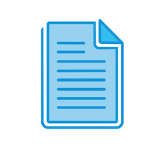 Poster - Blue document file icon displaying information or content for business management and data storage and design elements on black background