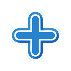 Poster - Isolated Blue Plus Sign on Black Background Symbol of Addition Mathematics or Medical Aid