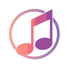 Poster - Musical note icon with vibrant gradient in a circle for designs promoting music events and creative multimedia projects vector graphic
