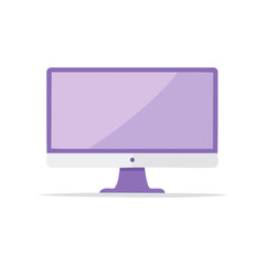 Leinwandbilder - Flat Vector Illustration of a Desktop Computer with Blank Screen in Violet and White
