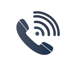 Poster - Telephone handset icon with sound waves indicating ringing or call activity on black background