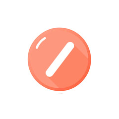 Poster - Simple Round Coral Shape Icon with White Slash and Long Shadow on Black Background Flat Vector Design Minimalist Graphic