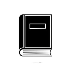 Poster - Stylized White Book Illustration on Black Background, Reading and Learning Concept
