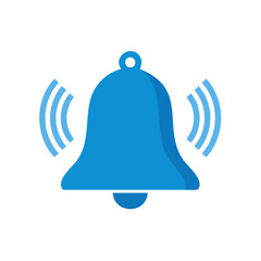 Leinwandbilder - Blue Notification Bell Icon Ringing on Black Background