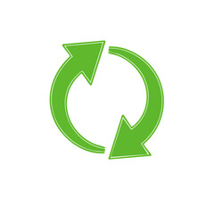 Poster - Symbolic green circular arrows depicting recycle, reuse, or regeneration processes isolated on black