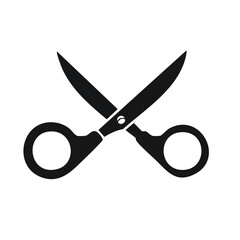 Poster - Open Black Scissors Cutting Tool, Stationery Object Graphic Silhouette on Dark Background