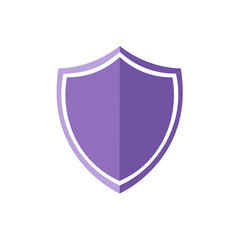 Poster - Purple shield emblem on a solid black background protection security safety icon vector graphic symbol