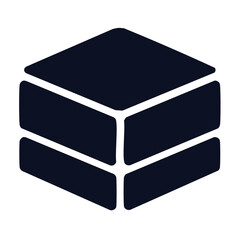 Poster - Minimalist Isometric Cube Graphic in Dark Blue on Black Background, Flat Design
