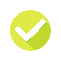 Poster - Flat Design Green Circle with Check Mark Icon, Positive Confirmation Symbol, Valid and Approved