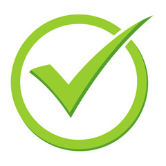 Poster - Green Check Mark Graphic Inside Circle on Black Background Representing Approval