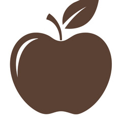 Poster - Single Brown Apple Fruit with Stem and Leaf Isolated on Black Background