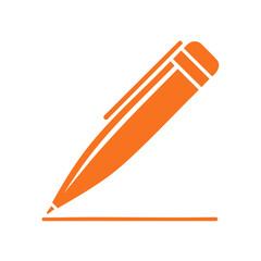 Poster - Orange Pen Drawing a Line on Black Background Concept Writing Education Stationary Symbol Minimalist