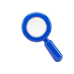 Poster - Blue 3D Magnifying Glass Icon Search Tool isolated on a transparent background magnifier