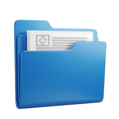 Poster - Blue File Folder with Medical Document 3D Icon isolated on a transparent background