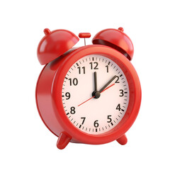 Poster - Red Classic Alarm Clock Showing Two Oclock 3D Icon isolated on a transparent background