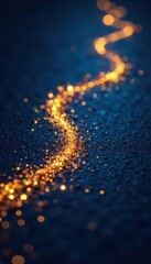 Wall Mural - Abstract golden glitter trail shimmering on a deep blue background , dreamy, texture