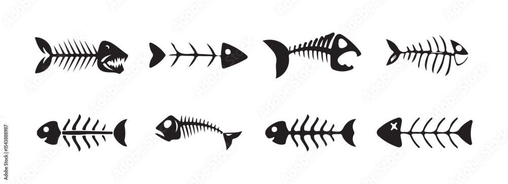Fish bone icon on white background. fish skeleton sign. fishbone symbol ...