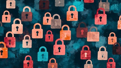 Poster - A collection of diverse, colorful padlocks, a visual metaphor for security, privacy, and protection